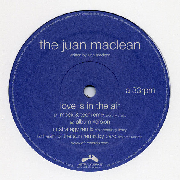 The Juan Maclean - Love is in the Air 12"