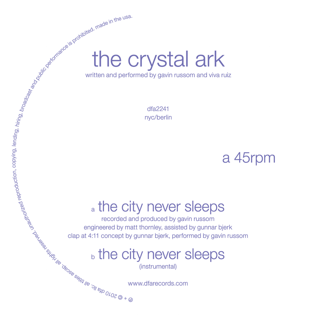 The Crystal Ark - The City Never Sleeps 12"
