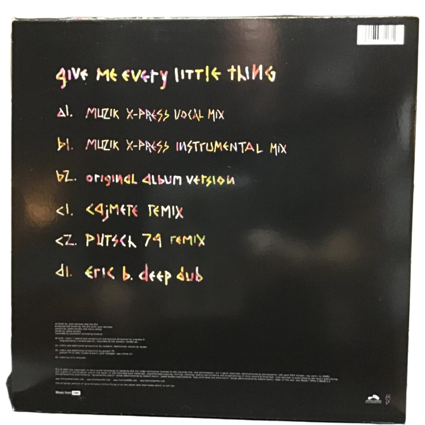 The Juan Maclean - Give Me Every Little Thing 12x2 w/ vocals by James Murphy and Nancy Whang