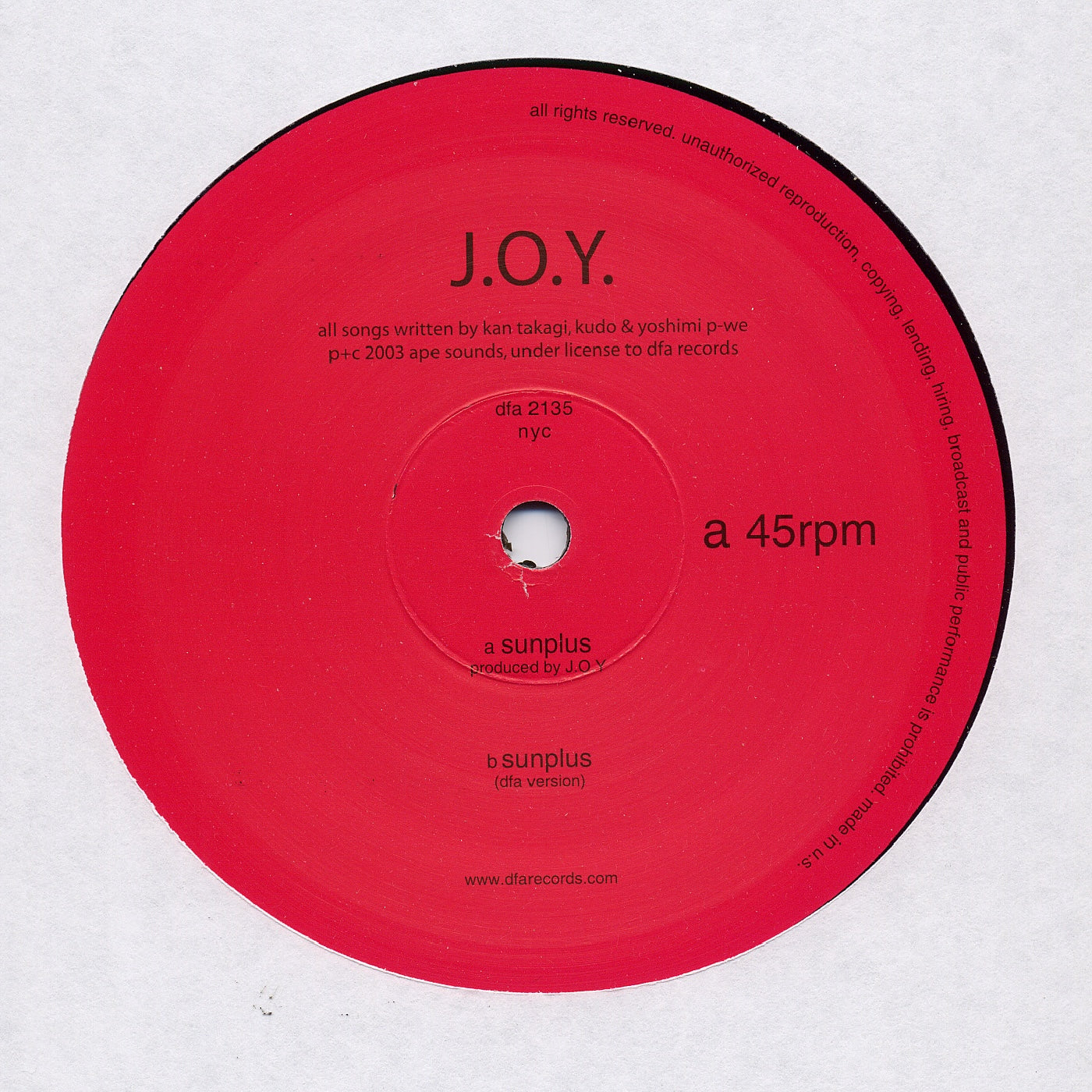 J.O.Y. - Sunplus 12"