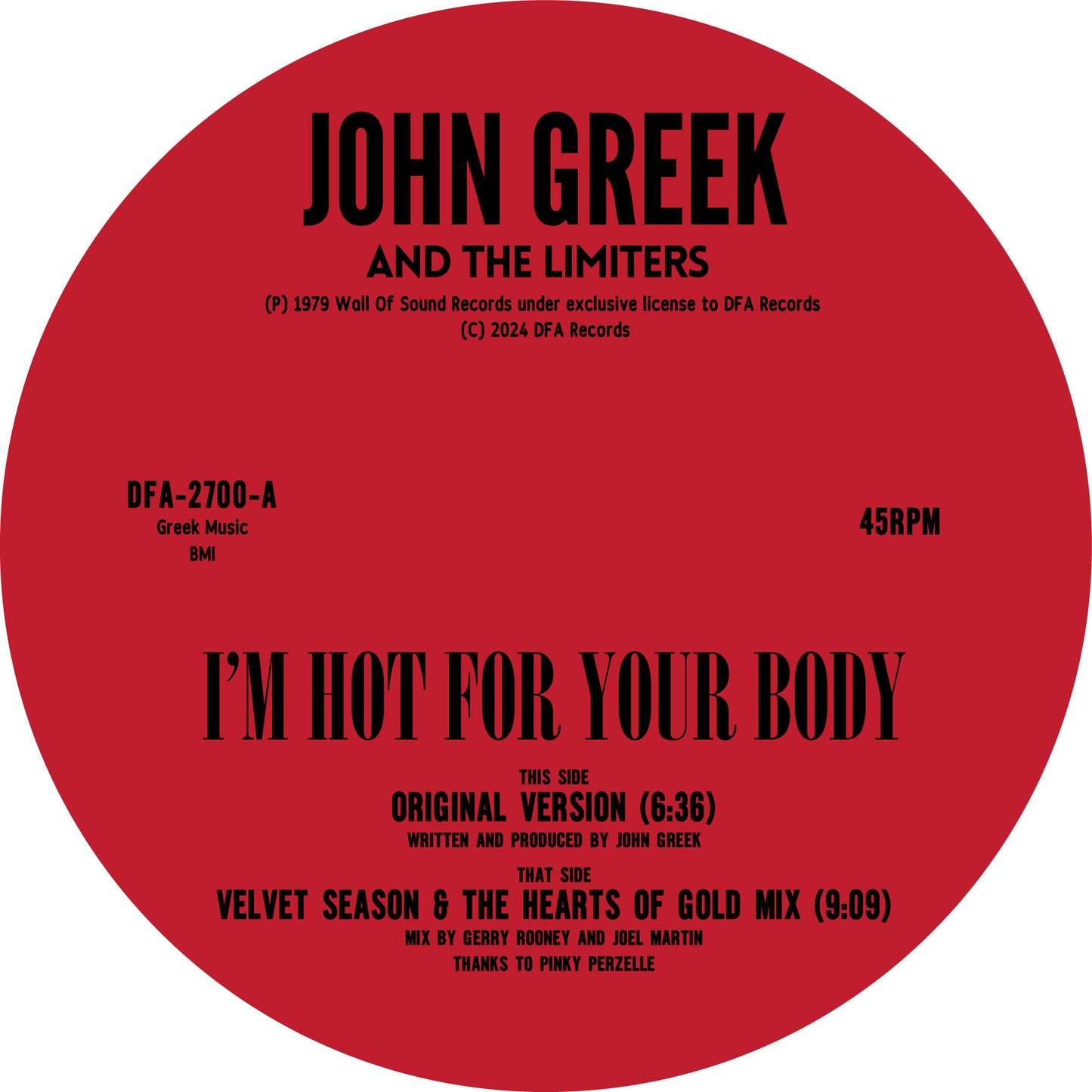 John Greek And The Limiters - I'm Hot For Your Body 12"