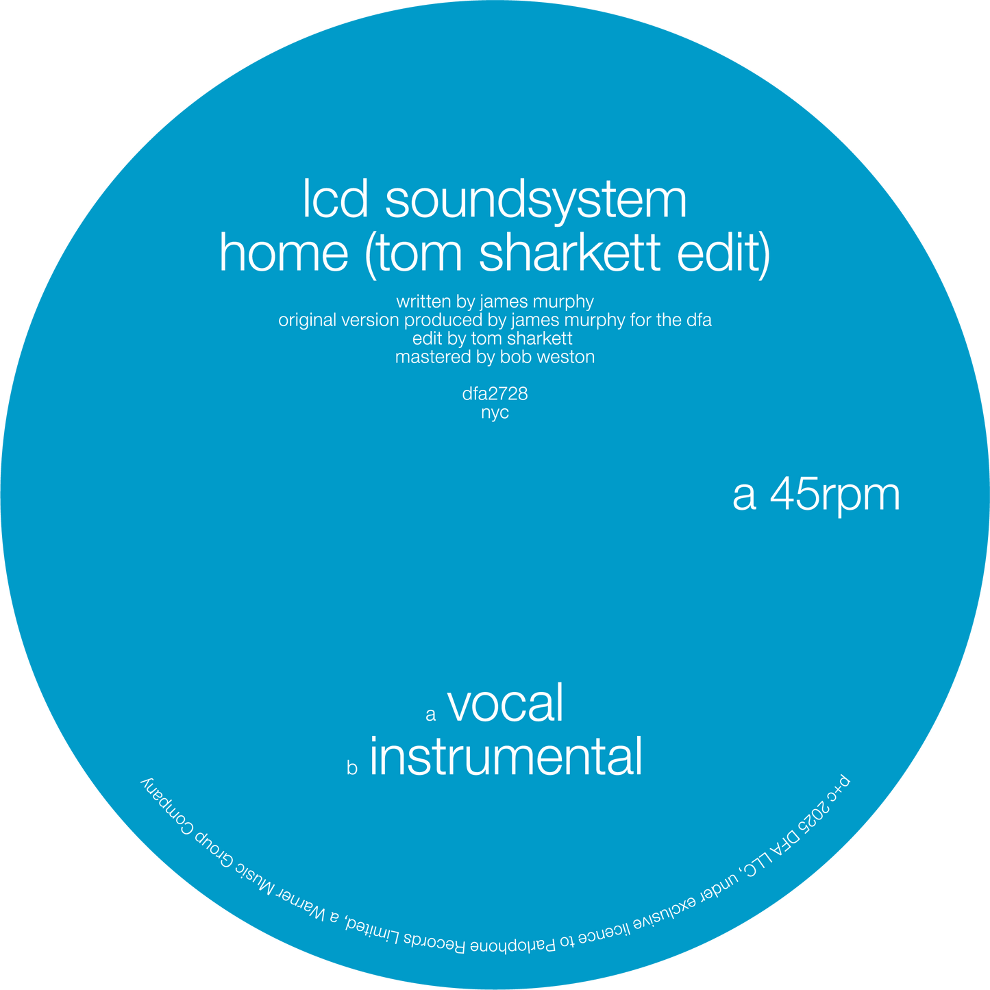 LCD Soundsystem - Home (Tom Sharkett Edit) 12"
