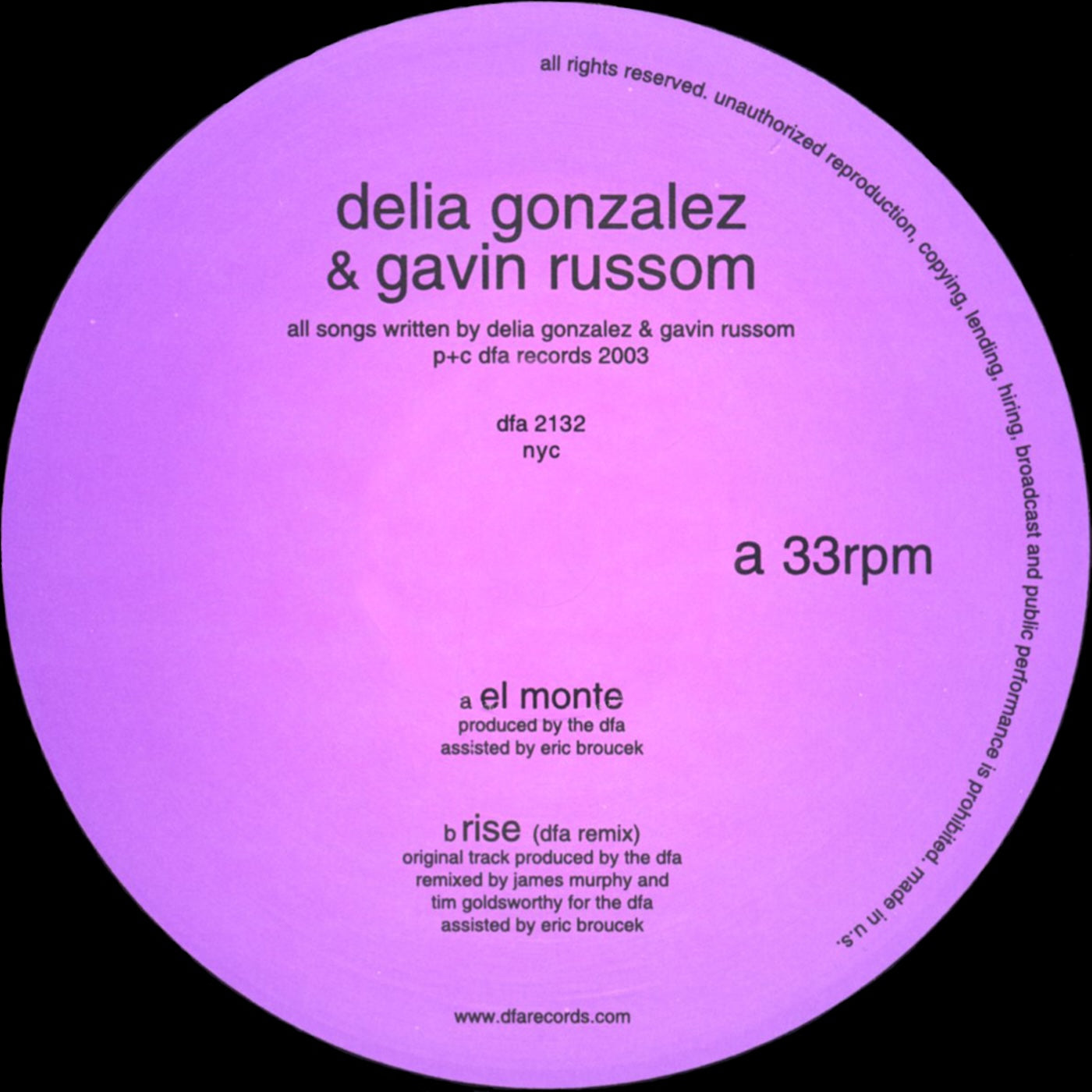 Delia Gonzalez & Gavin Russom - El Monte / Rise 12"