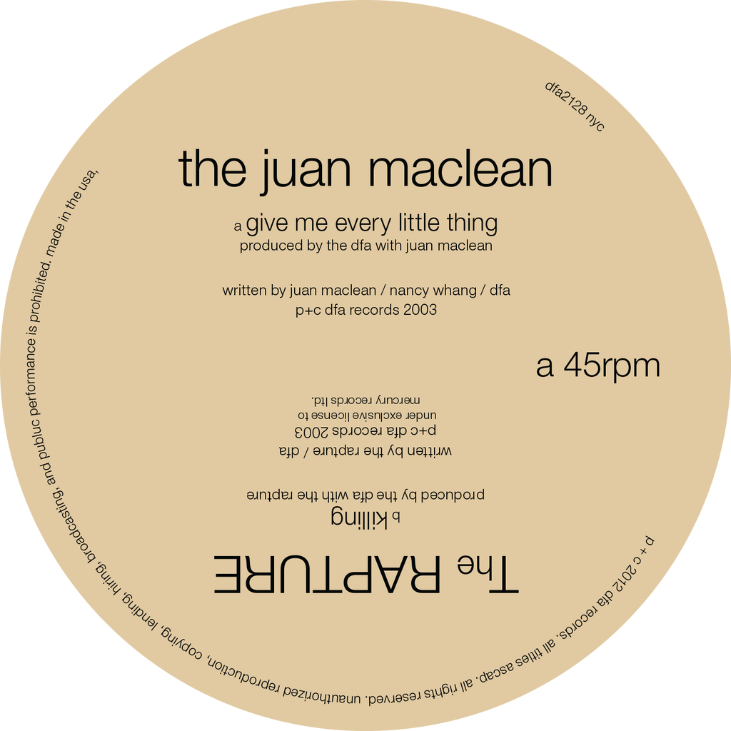 The Rapture / Juan Maclean Split 12"