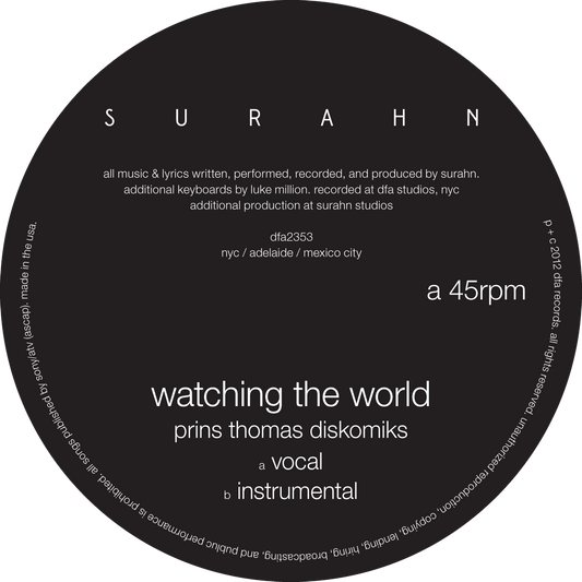 Surahn - Watching The World (Prins Thomas Remix) 12"
